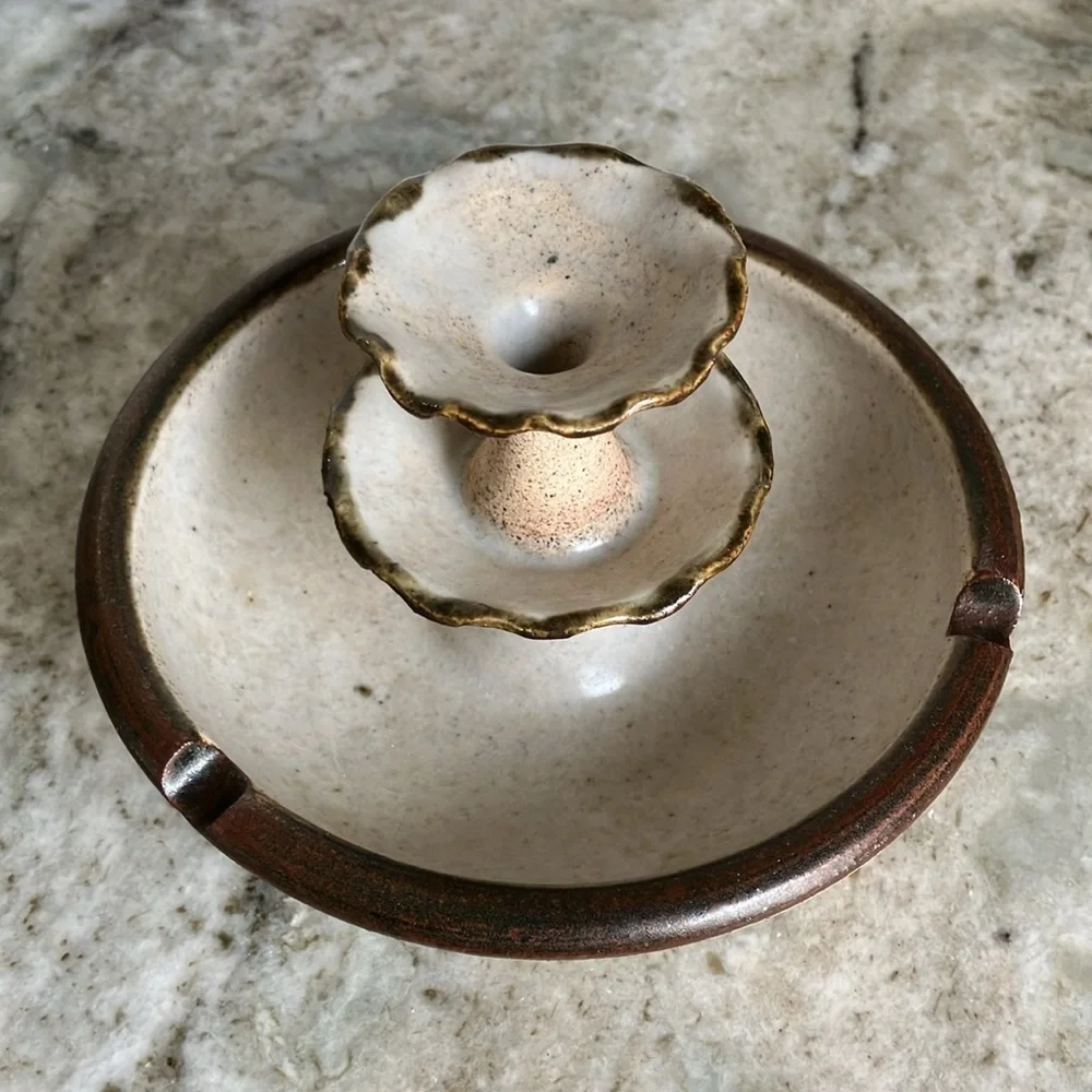 Vintage Stoneware Pottery Ash Tray/Incense Holder/Trinket Dish